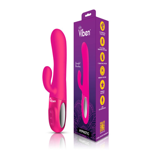 Viben Hypnotic Thrusting Rabbit Vibrator with Swinging Clitoral Stimulator in Hot Pink VIBRATORS-RABBIT