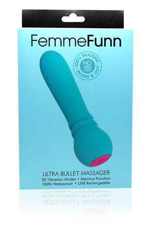 Femme Funn Ultra Bullet Vibrator Turquoise 20 Modes Waterproof Blue BULLETS