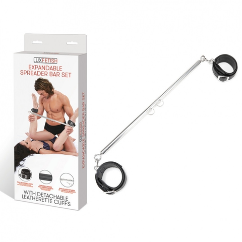 Lux Fetish Expandable Spreader Bar Set 35 to 47 Inches With Detachable Leather Cuffs Multi > Bondage Gear > Restraints