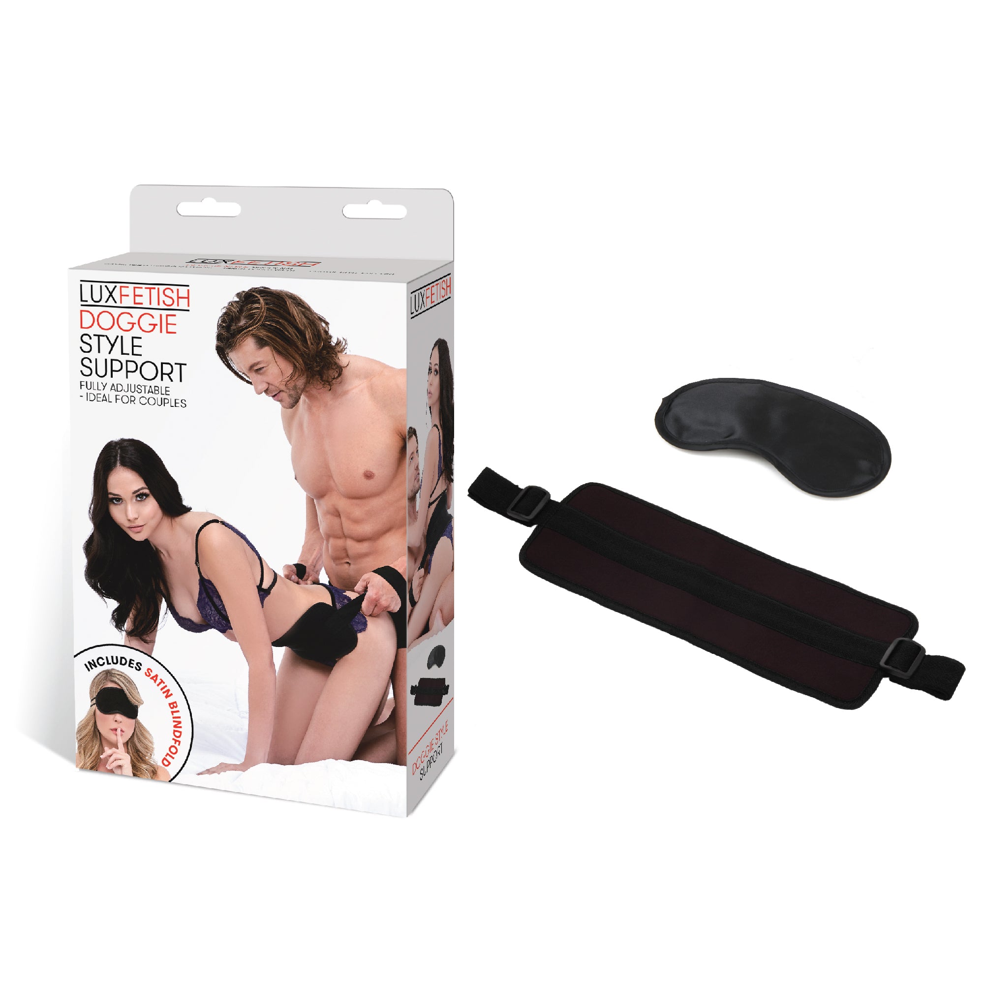 Lux Fetish Doggie Style Support Strap with Adjustable Soft Padded Straps Black Sex Positioners