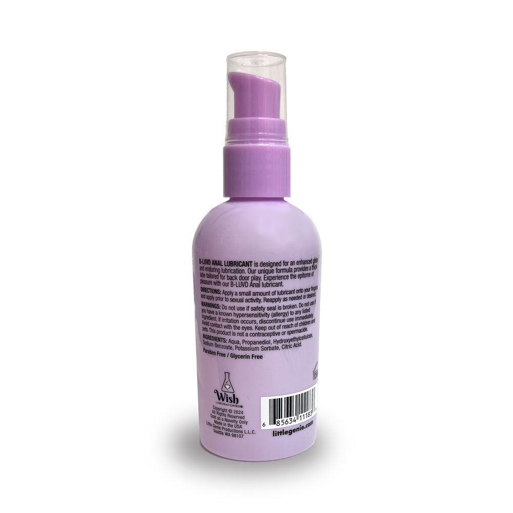 B-LUVD Anal Lubricant Water Based Gel 118ml Bottle > Lube > Anal