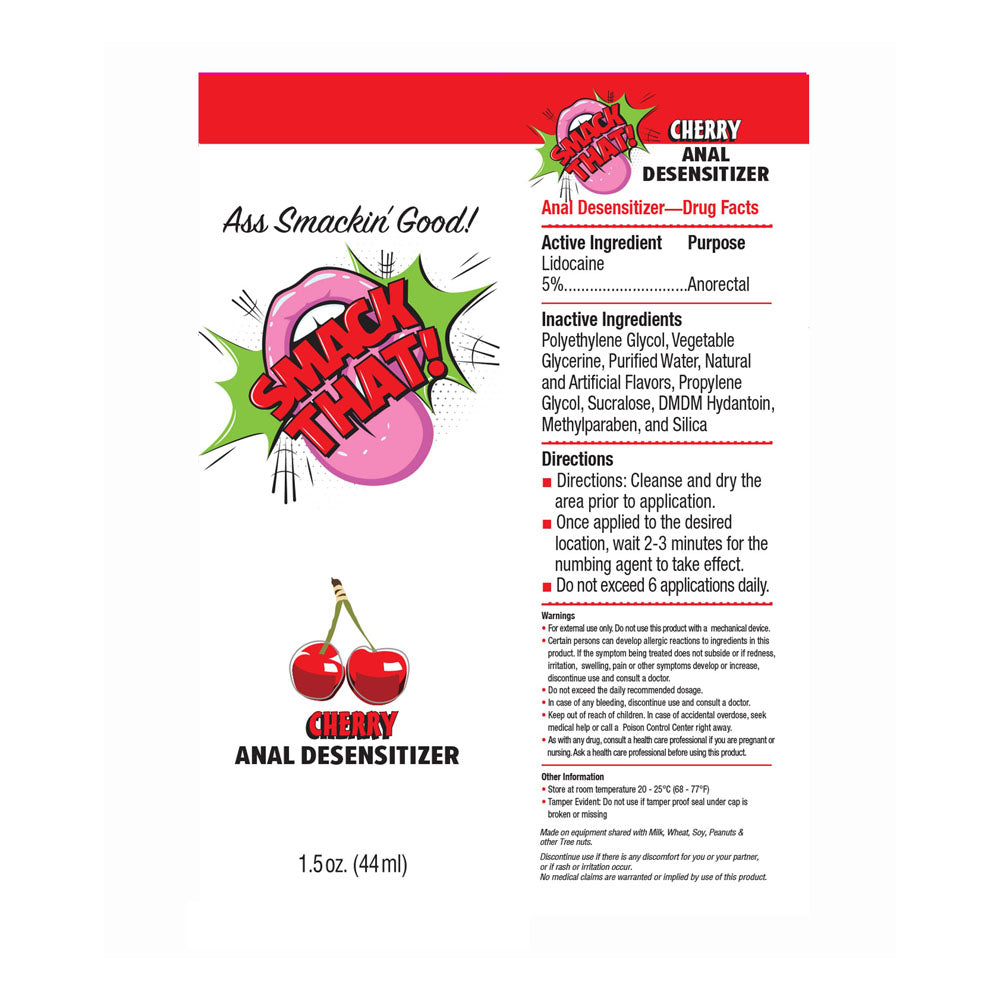 Smack That Cherry Flavoured Anal Desensitiser 44ml Tube Anal Lubricant
