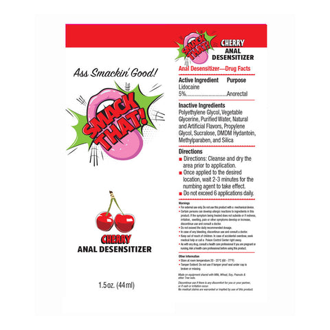 Smack That Cherry Flavoured Anal Desensitiser 44ml Tube Anal Lubricant