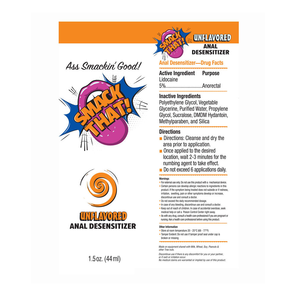 Smack That Anal Desensitiser Unflavoured 44 ml Tube Anal Lubricant