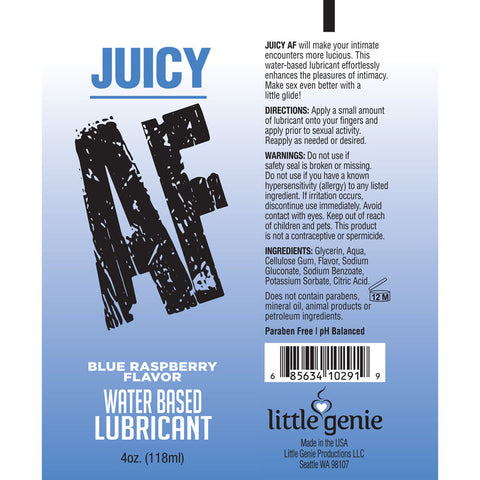 Juicy Af Blue Raspberry Flavoured Water Based Lubricant 120 Ml Lubricants, Creams & Glides
