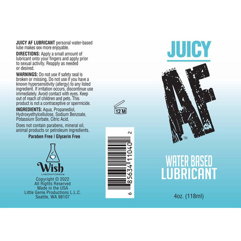 Juicy Af Water-Based Lubricant 118 ml Lubricants, Creams & Glides