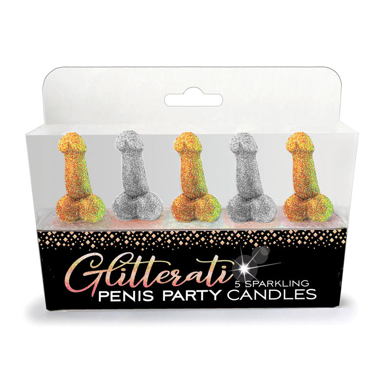 Glitterati Penis Party Candles Novelty Candles 5 Pack Coloured Novelty Candles