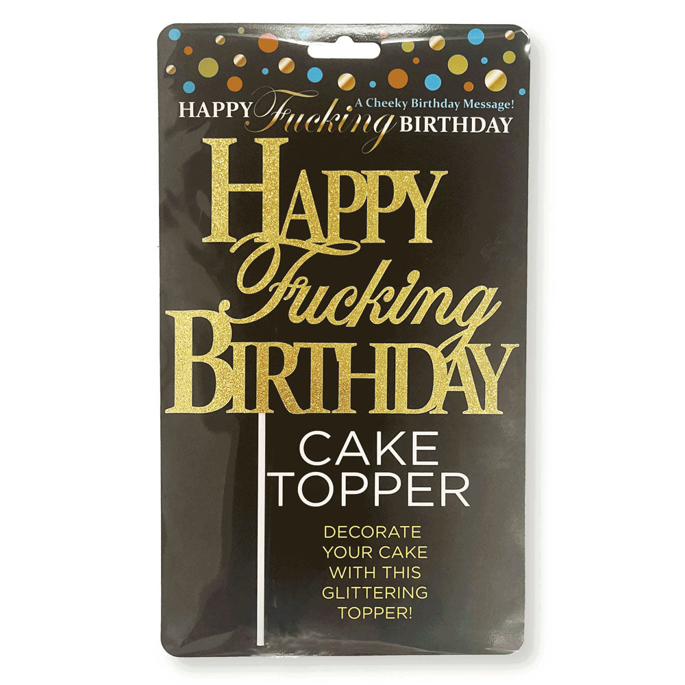 Happy Birthday Cake Topper with Glittering Gold Design Gold Party Supplies