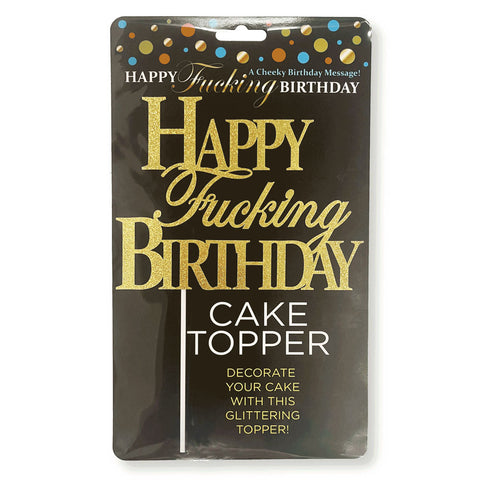 Happy Birthday Cake Topper with Glittering Gold Design Gold Party Supplies