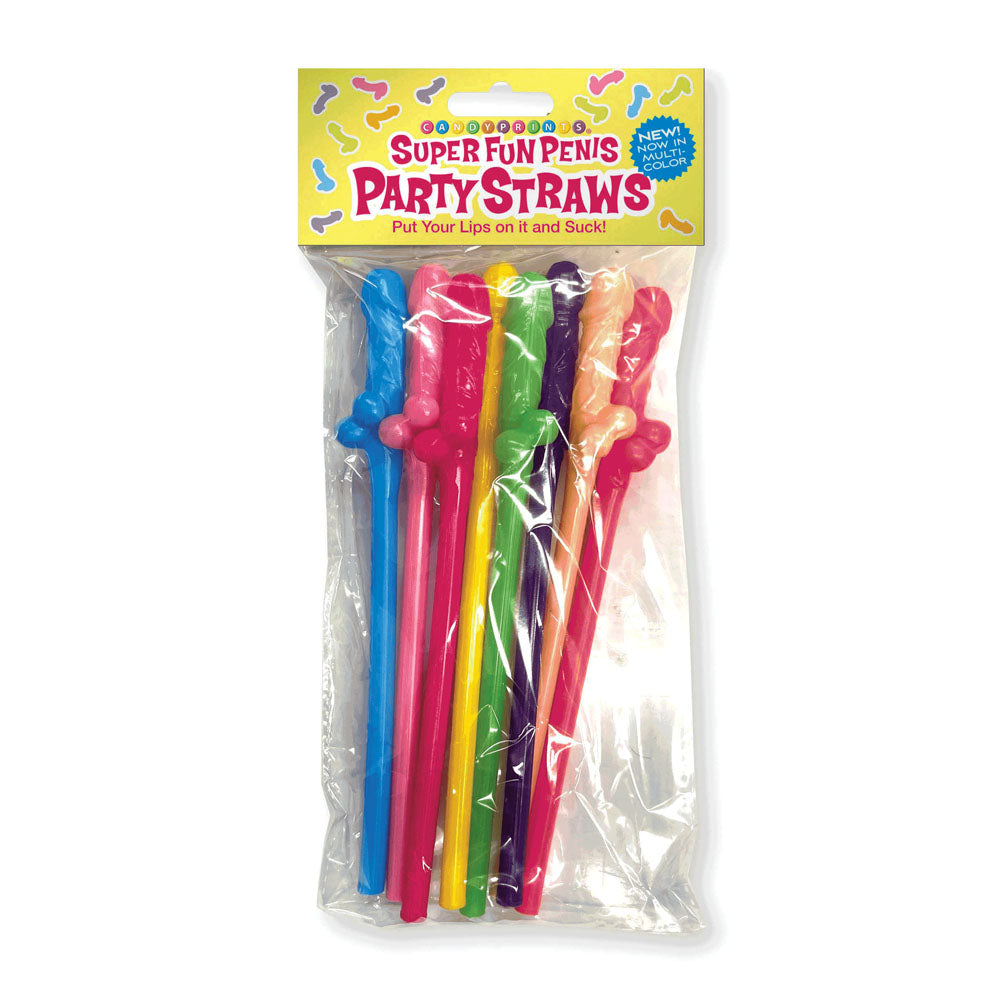 Super Fun Penis Party Straws Multi Dicky Straws 8 Pack Party Supplies