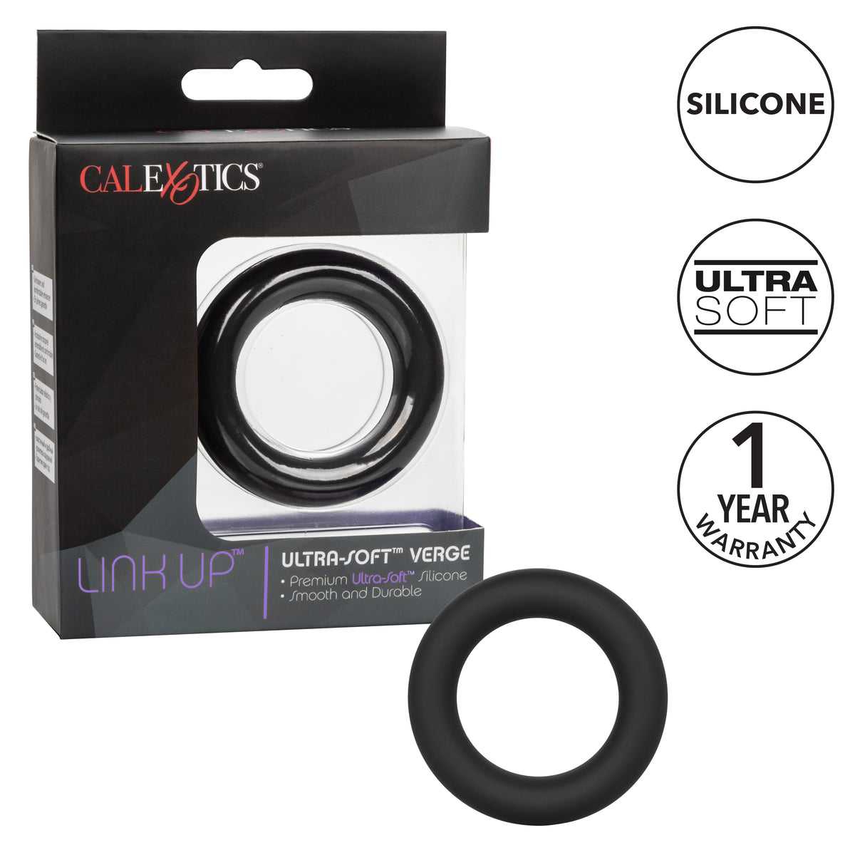 Link Up Ultra-Soft Verge Black Premium Silicone Stretchy Enhancer Ring > Cock Ring > Single