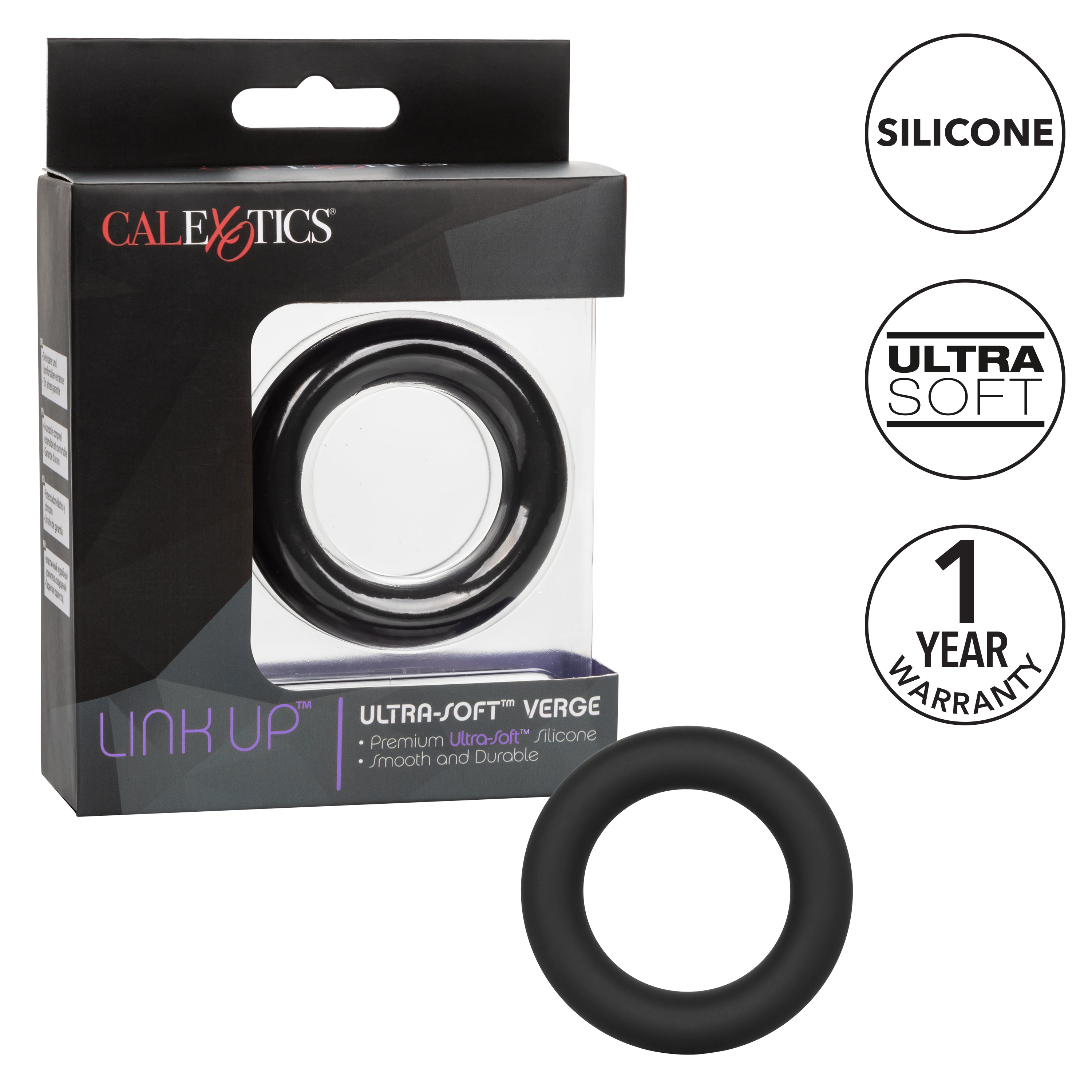 Link Up Ultra-Soft Verge Black Premium Silicone Stretchy Enhancer Ring > Cock Ring > Single