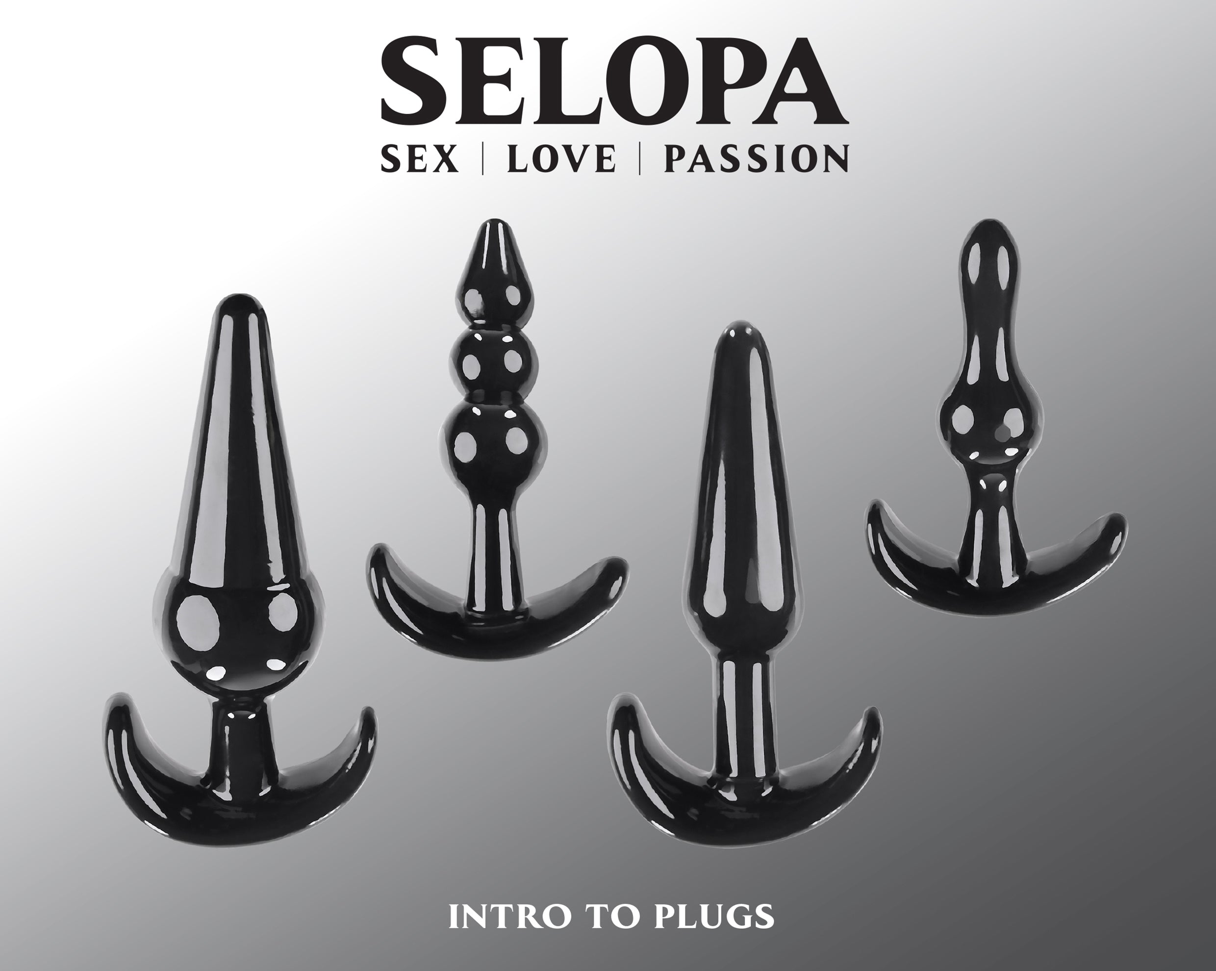 Selopa Intro To Plugs Black Butt Plugs Set of 4 > Anal Range > Butt Plug Kits