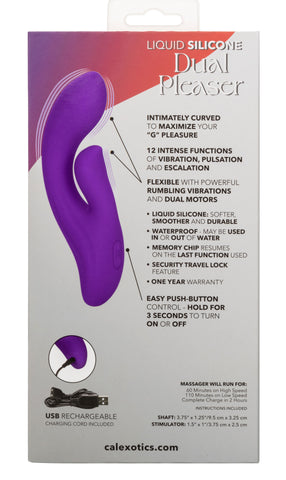 Stella Liquid Silicone Dual Pleaser Purple with 12 Vibration Functions and USB Rechargeable VIBRATORS-RABBIT