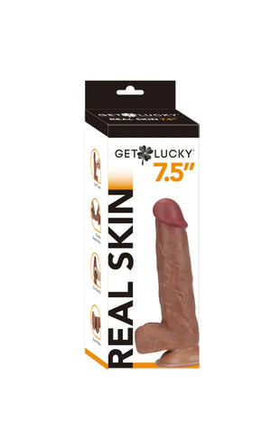 Real Skin 7.5 Inch Dual-Layer Sliding Skin Dildo