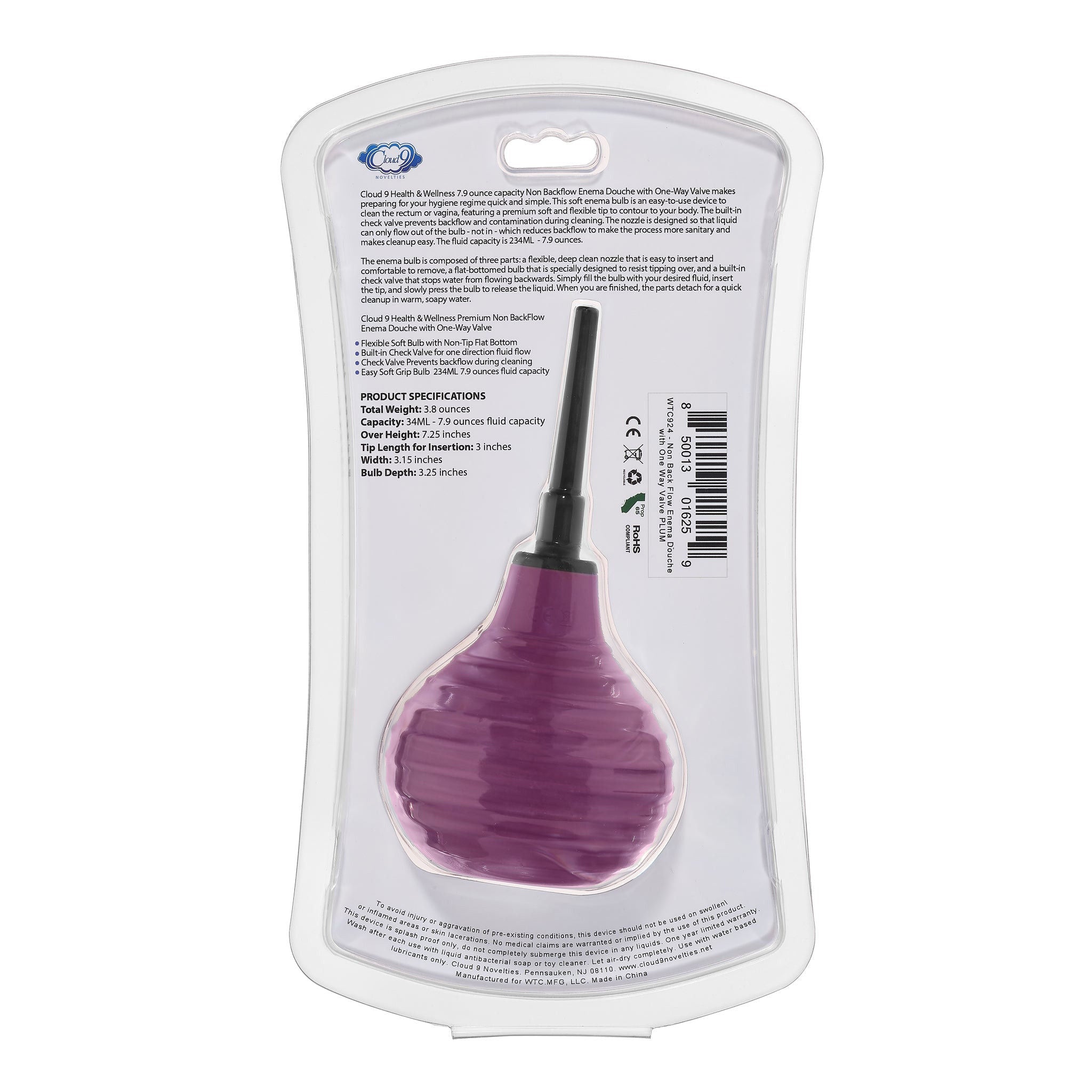 Health and Wellness Deluxe Enema Douche with One-Way Valve Douches