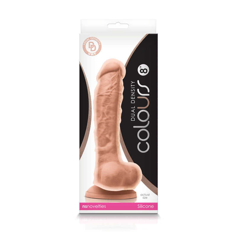 Colours Dual Density 8 Inch Realistic Dildo With Suction Cup Beige Dongs Realistic