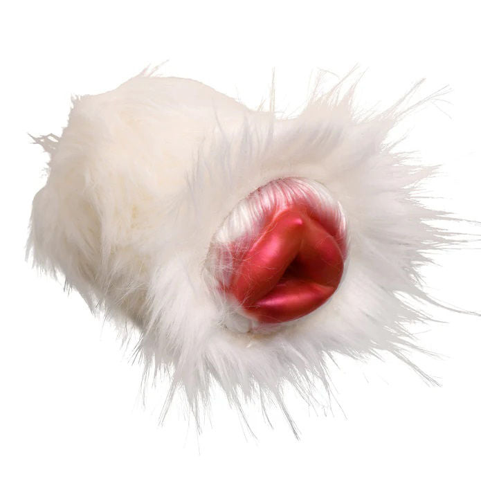 Snow She-Wolf Silicone Stroker with Detachable Fur Sleeve White Strokers - Manual