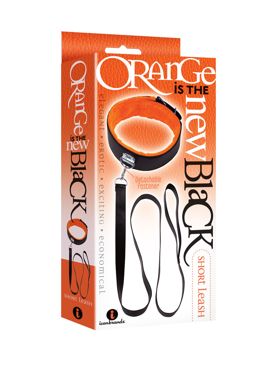 The 9's Orange Is the New Black Short Leash (Black) – Leather Leash > Bondage Gear > Collars & Leashes