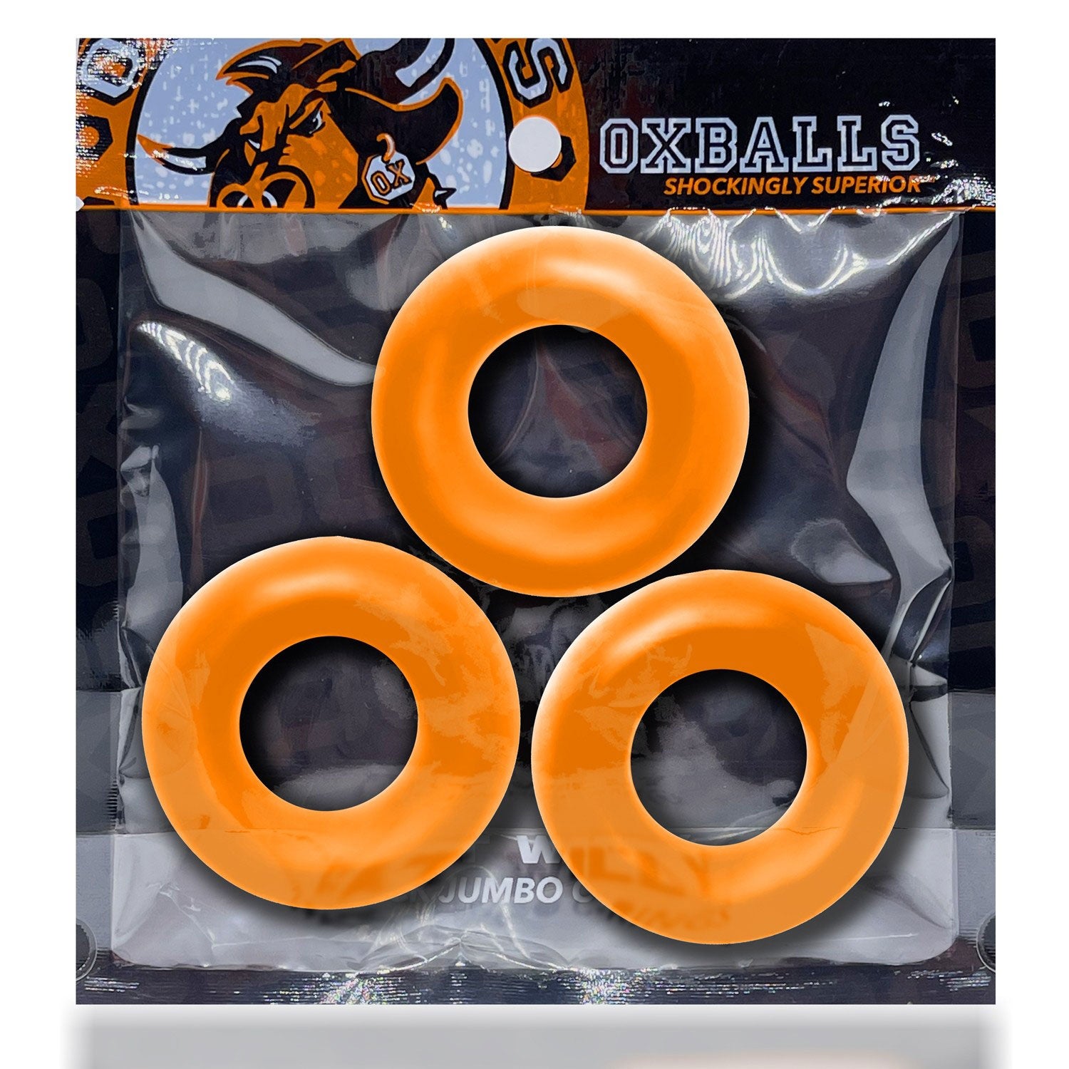 Fat Willy 3 Pc Jumbo Cockrings Orange Orange One Size COCK RING Set