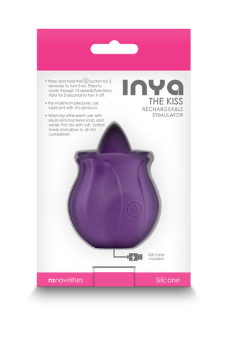 Inya The Kiss Purple Rechargeable Clitoral Tongue Vibrator Suction Stimulator