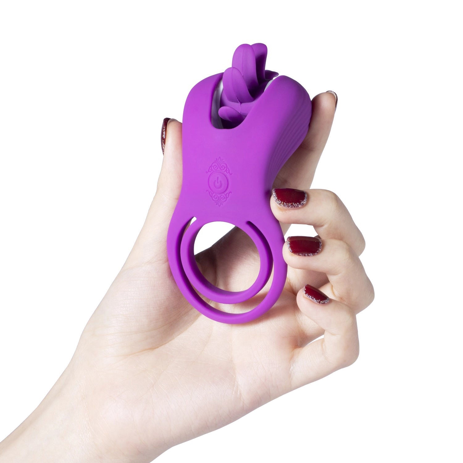 Roxy Purple Tongue Clit Licker Dual Loop Penis Ring Toy Cock Rings Vibrating