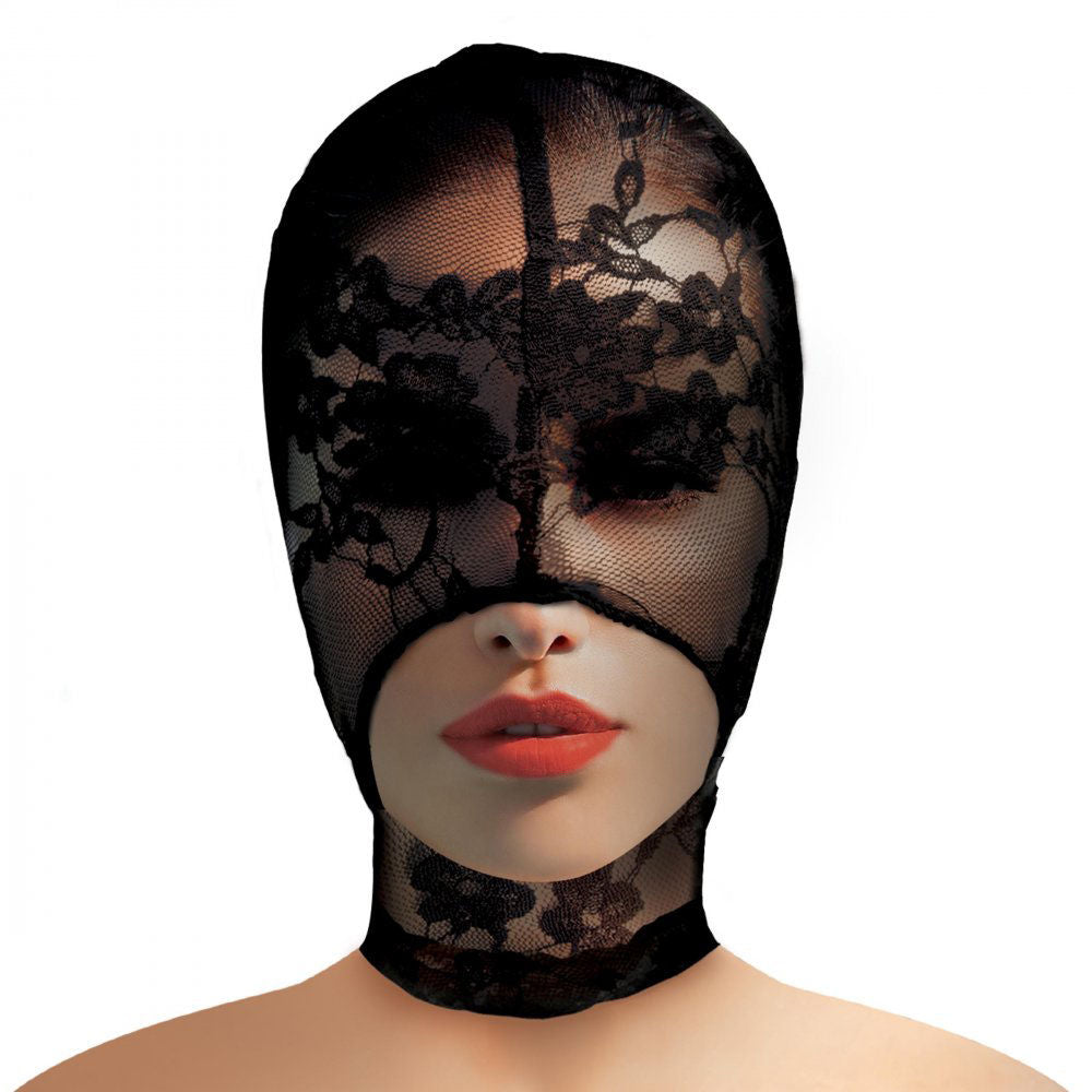 Lace Seduction Black Lace Bondage Hood Erotic Adult Clothing > Bondage Gear > Bondage Hoods