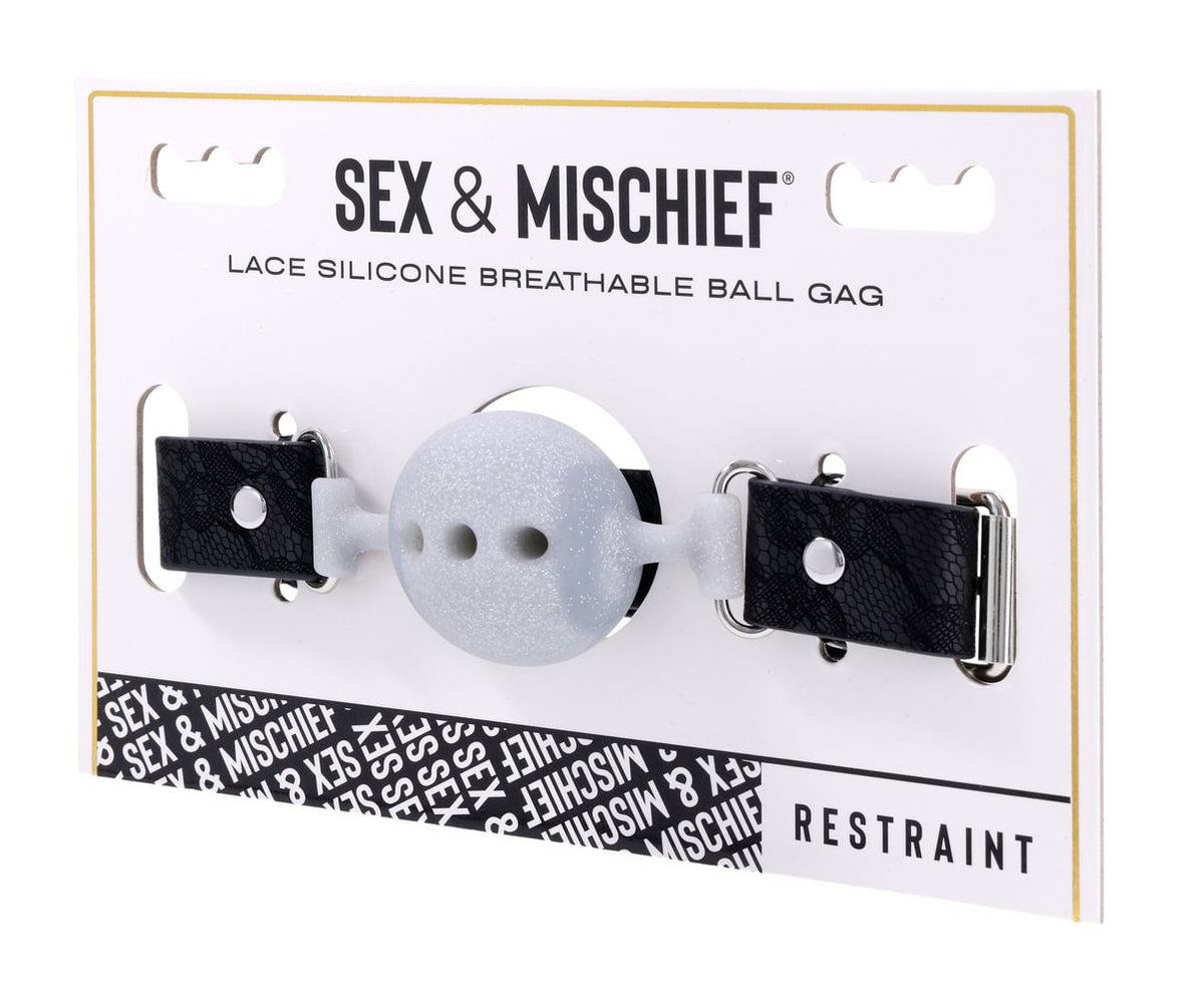 Lace Silicone Breathable Ball Gag – Soft Silicone Mouthpiece with Breathable Design Bondage Accessory > Bondage Gear > Gags and Bits