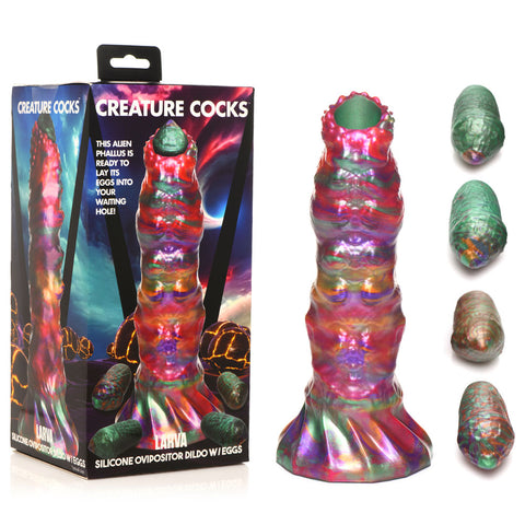 Larva Silicone Ovipositor Dildo with Eggs Fantasy Dongs