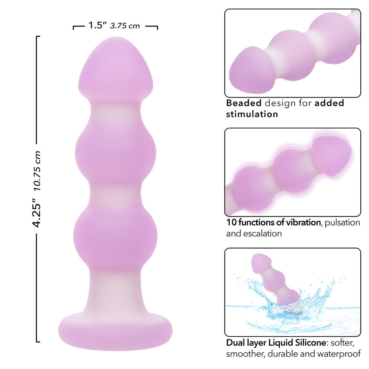 CalExotics Lavender Haze Beaded Anal Probe 4.25 Inch Textured Silicone Probe > Anal Range > Anal Beads