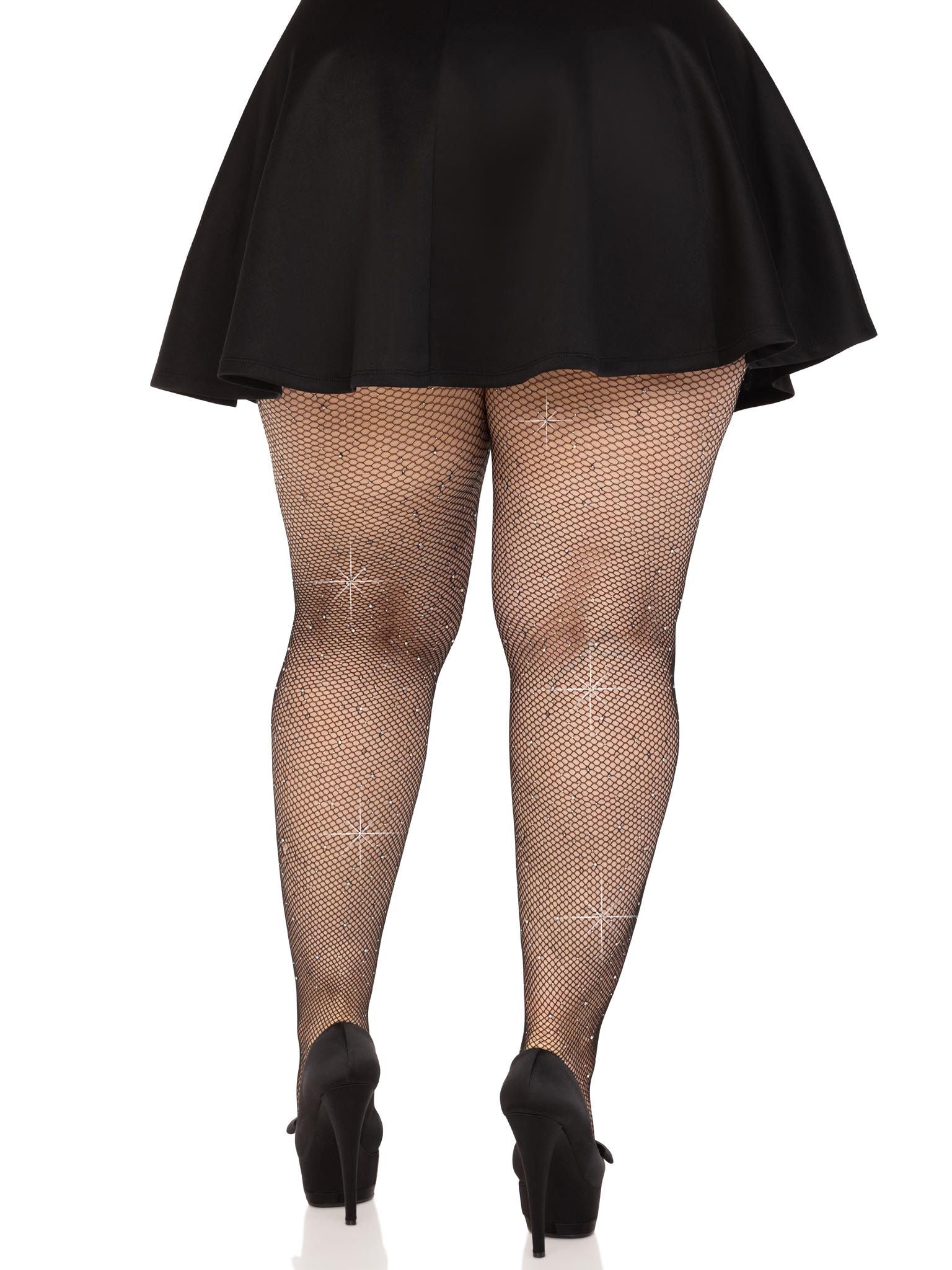 Leg Avenue Colby Rhinestone Fishnet Tights (Black) – Curvy Tights Lingerie & Sexy Apparel