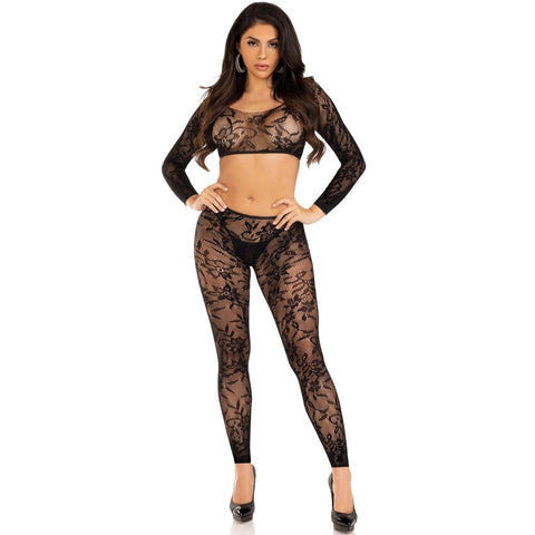 Leg Avenue Crop Top and Footless Tights UK 6 to 12 Lingerie Sets