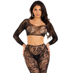 Leg Avenue Crop Top and Footless Tights – Stretch Lingerie Set > Clothes > Lingerie Sets