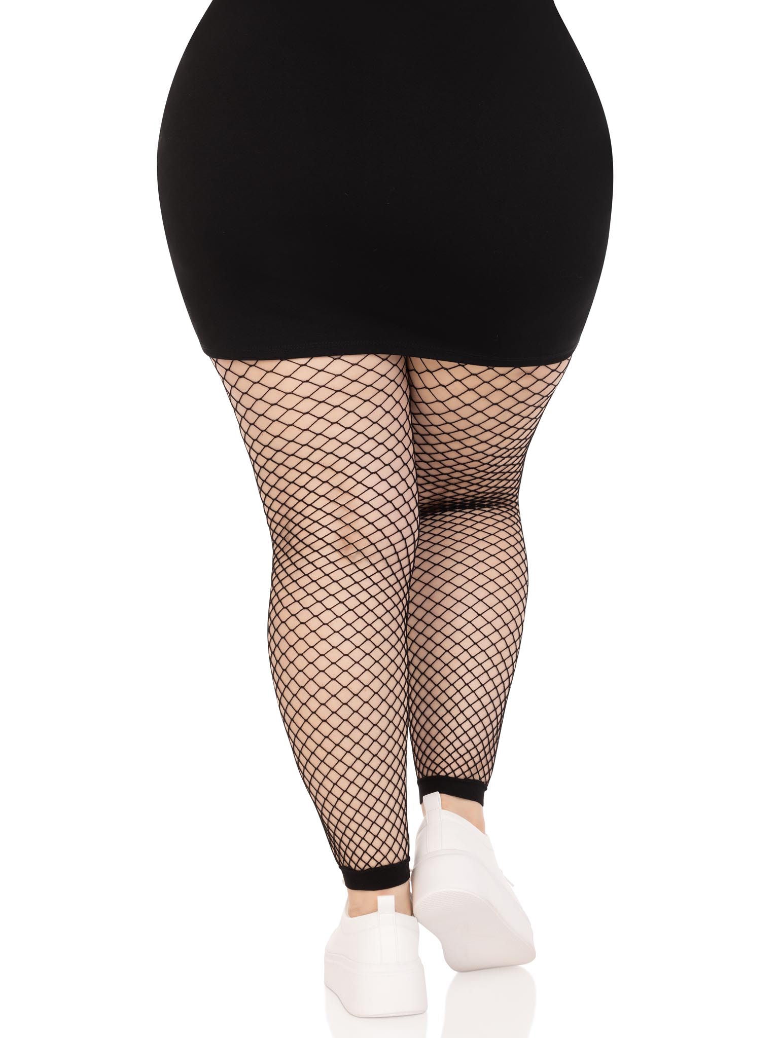 Leg Avenue Industrial Net Footless Tights Plus Size Black Secondary image