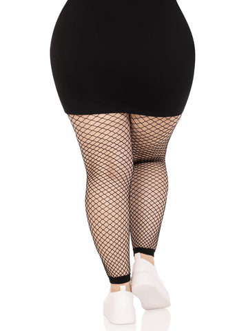 Leg Avenue Industrial Net Footless Tights Plus Size Black Hosiery