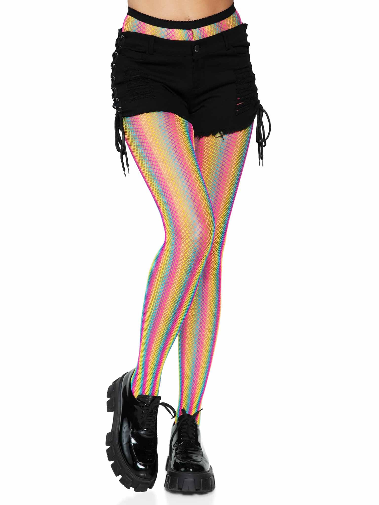 Leg Avenue Neon Rainbow Striped Fishnet Tights One Size > Clothes > Hosiery > Pantyhose & Tights
