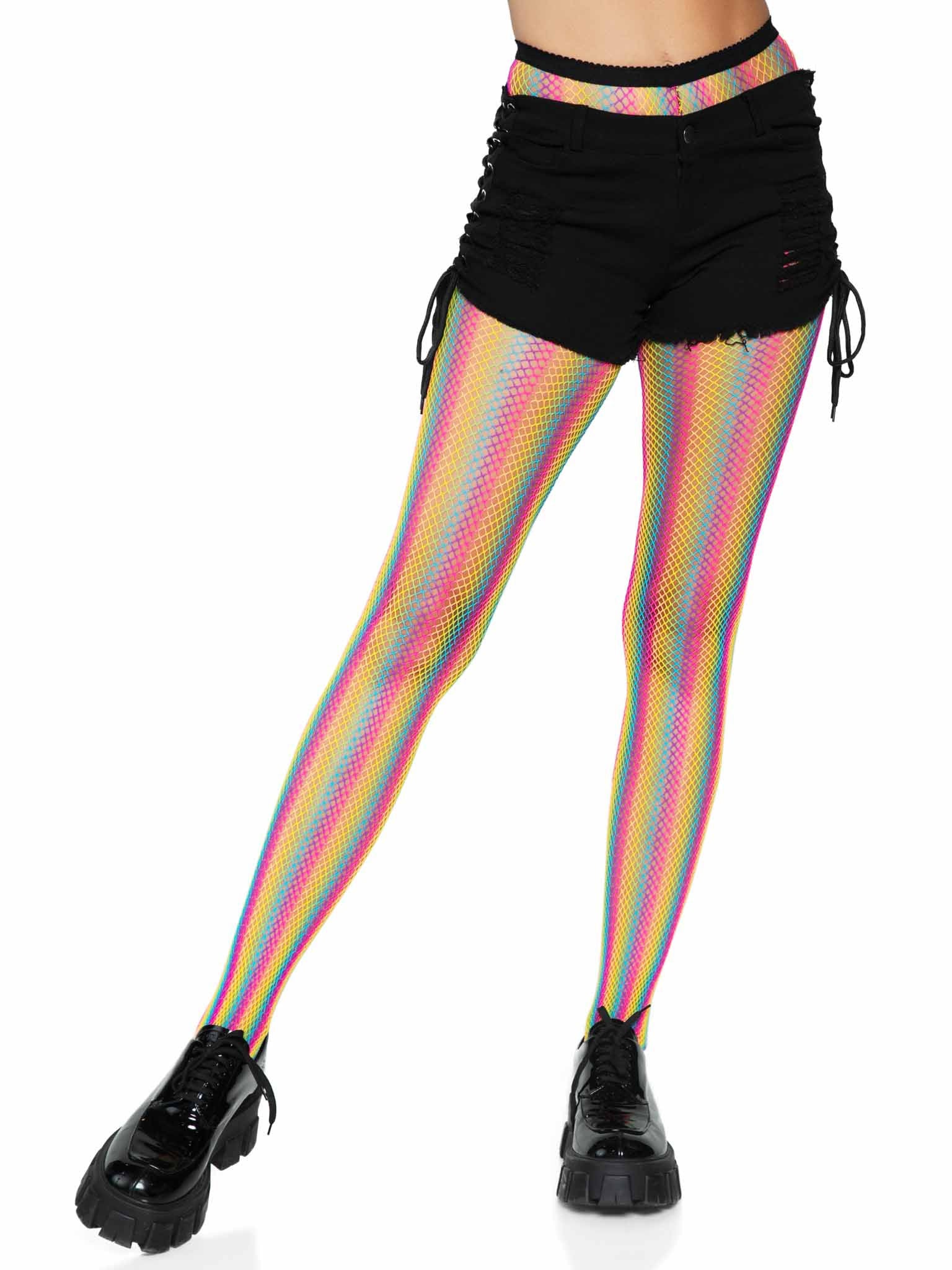 Leg Avenue Neon Rainbow Striped Fishnet Tights One Size > Clothes > Hosiery > Pantyhose & Tights