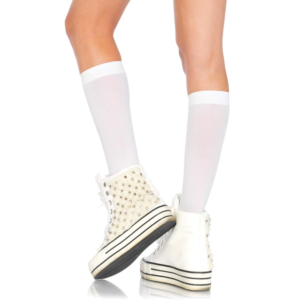 Leg Avenue Nylon Knee Highs (White) – Classic Nylon Knee Highs > Clothes > Hosiery > Socks & Anklets