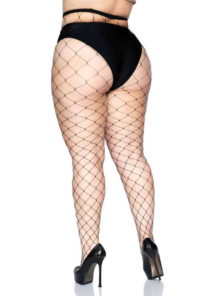 Leg Avenue Plus Size Fence Net Pantyhose Hosiery Black Hosiery