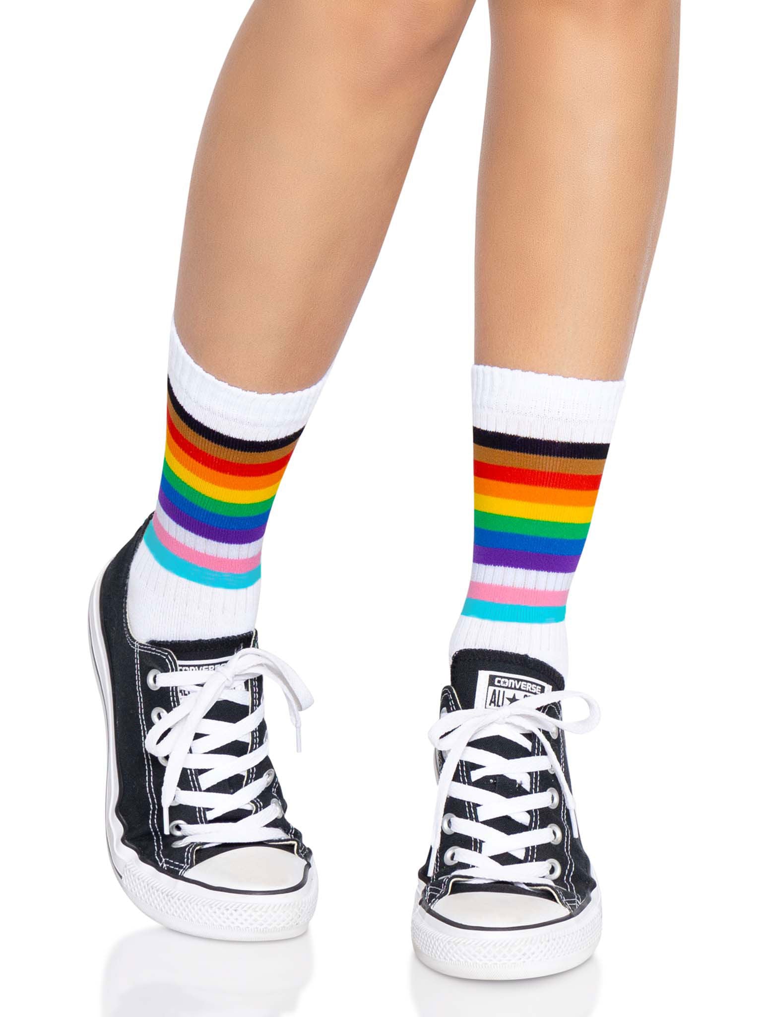 Leg Avenue Pride Rainbow Crew Socks One Size Hosiery Secondary image