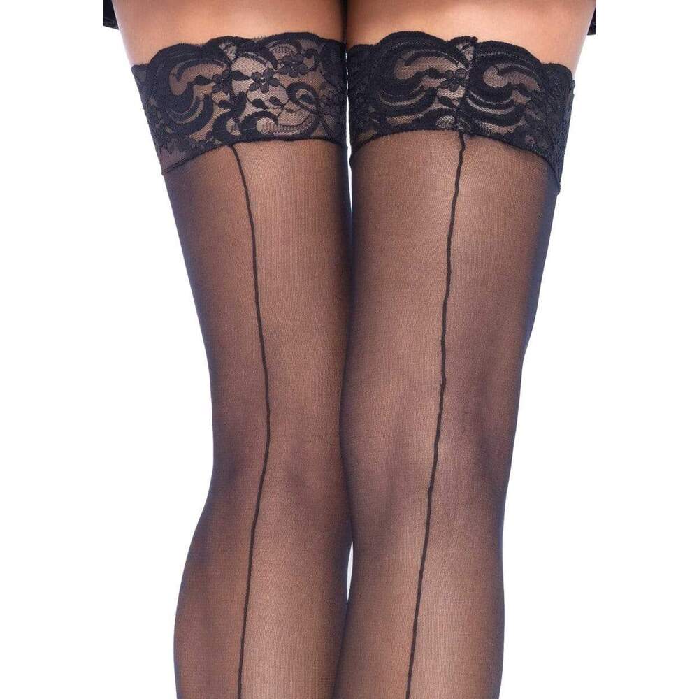 Leg Avenue Sheer Stockings with Backseam (Black) – Sheer Stockings > Clothes > Hosiery > Stockings