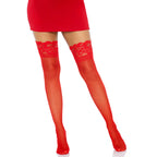 Leg Avenue Stay Up Sheer Thigh Hold Ups (Red) – Lingerie > Clothes > Hosiery > Stockings