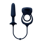 Humper Rechargeable Dual C-Ring With Anal Plug (Black) – Waterproof Silicone C-Ring and 5-Inch Anal Plug > Cock Ring > Vibrating