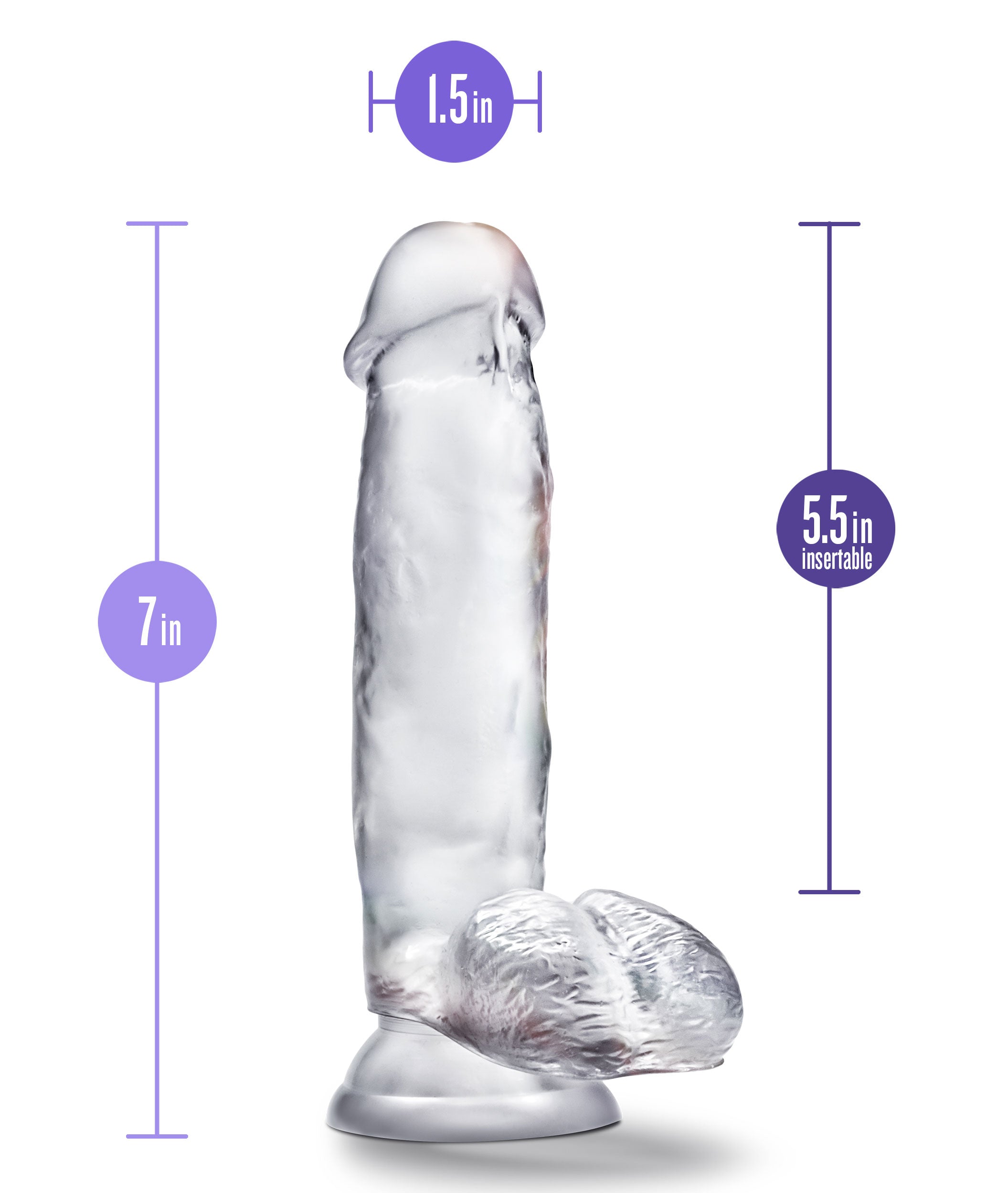 Blush B Yours Diamond Gleam Clear Realistic 5.5" Insertable Dildo with Suction Base > Dildos > Slim Dildos