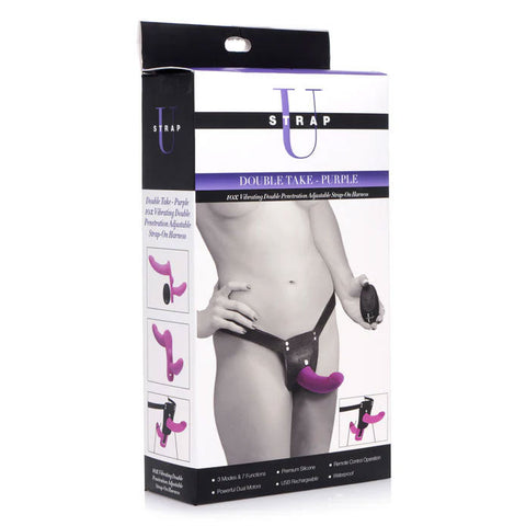 Double Take 10x (Purple) – Remote-Controlled Vibrating Double Penetration Adjustable Strap-On Harnesses & Strap-Ons