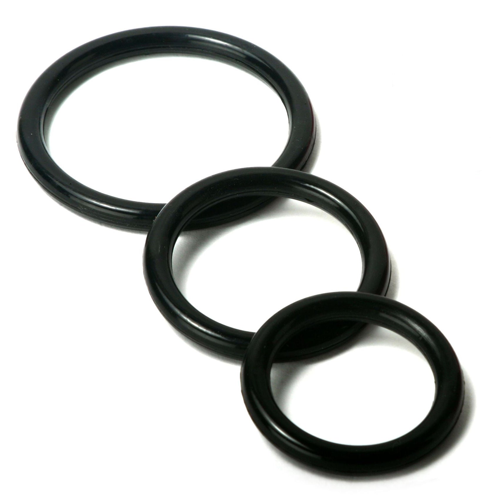 Trinity Silicone Cock Rings Set with Three Sizes in Black COCK RING Set