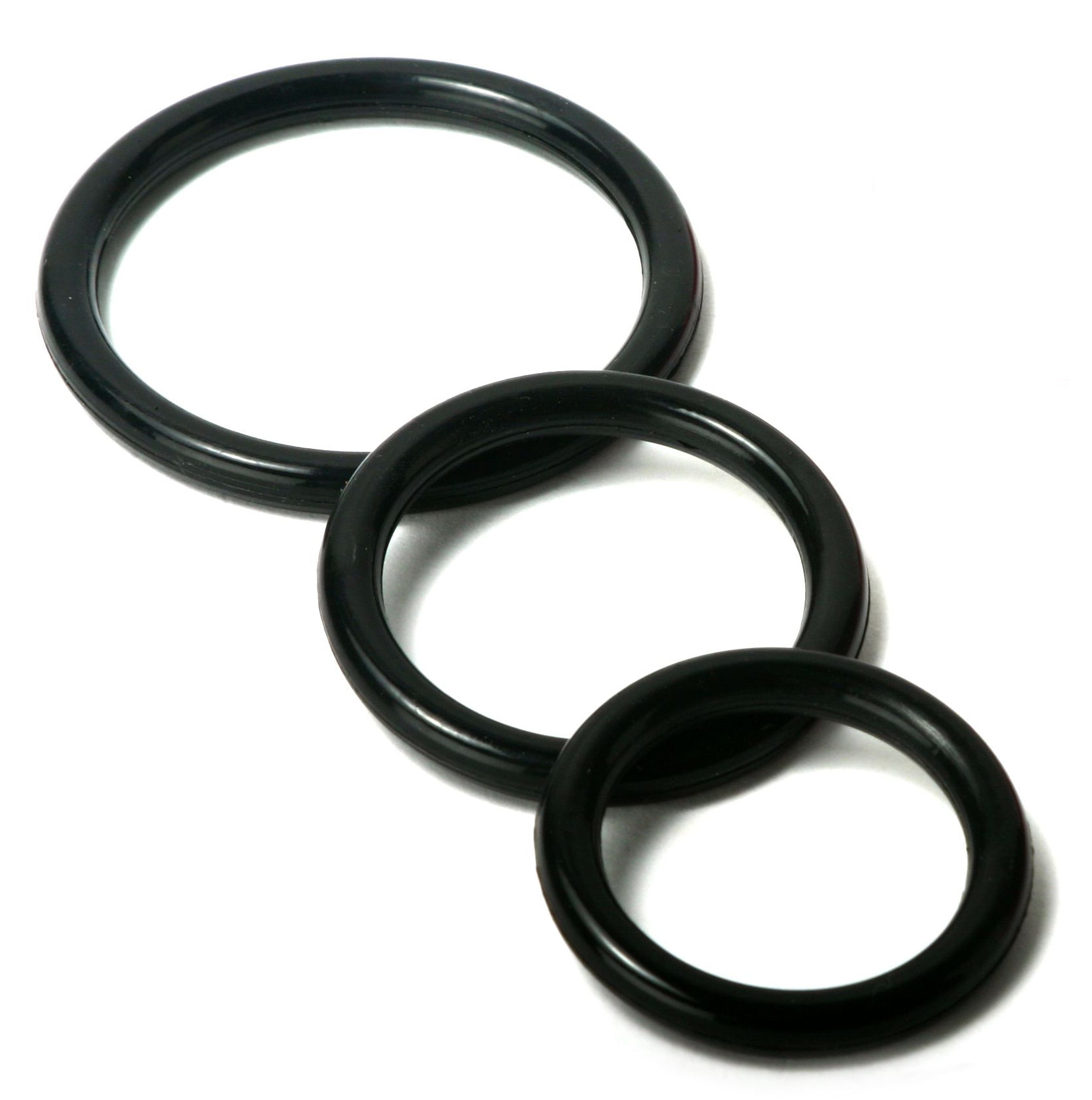 Trinity Silicone Cock Rings Set with Three Sizes in Black > Cock Ring > Sets