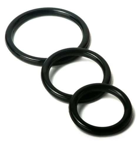 Trinity Silicone Cock Rings Set with Three Sizes in Black COCK RING Set
