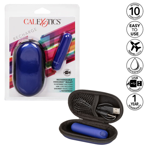 Rechargeable Hideaway Bullet Vibrator in Blue for Travel Fun BULLETS
