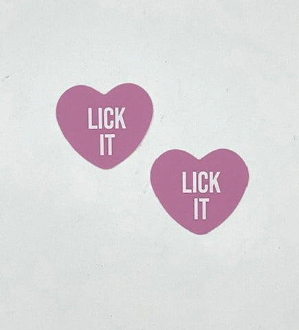 Lick It Love Heart Pasties for Raves Parties and Intimate Moments Pasties